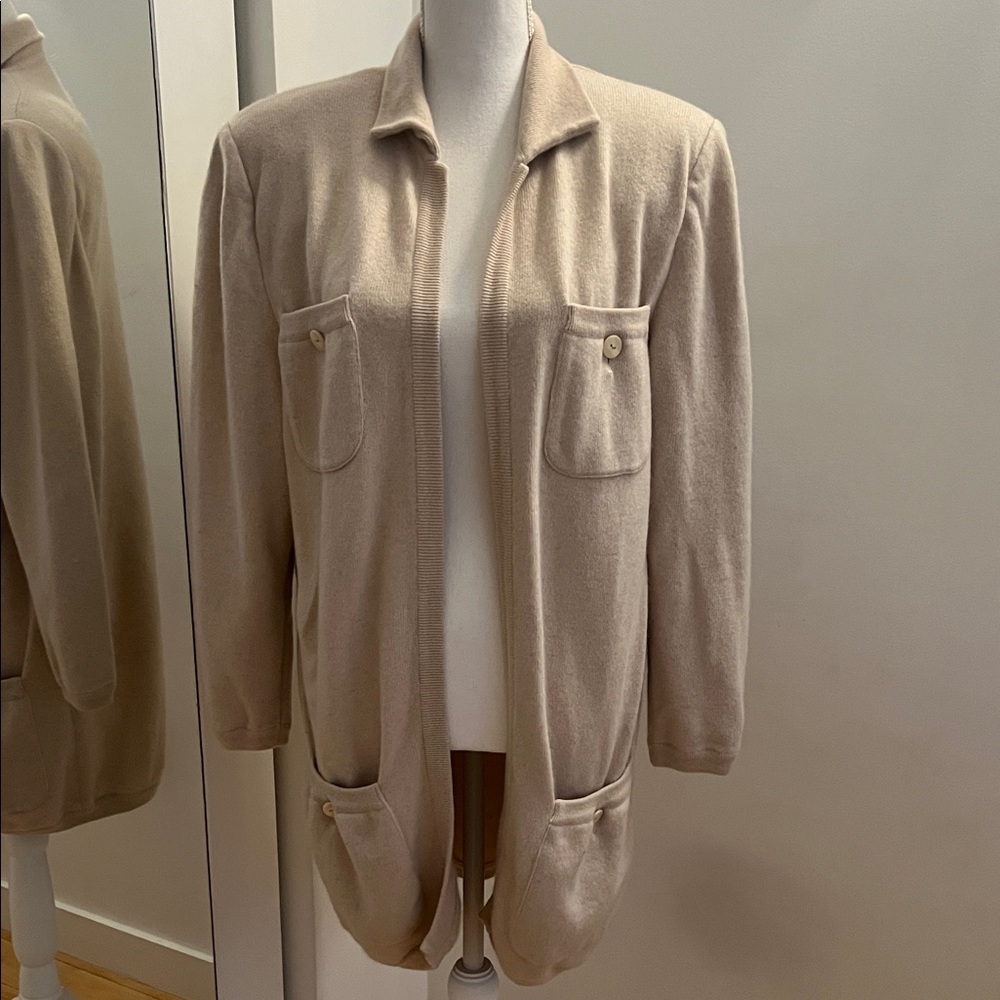 Valentino Cream Cashmere Cardigan Sweater